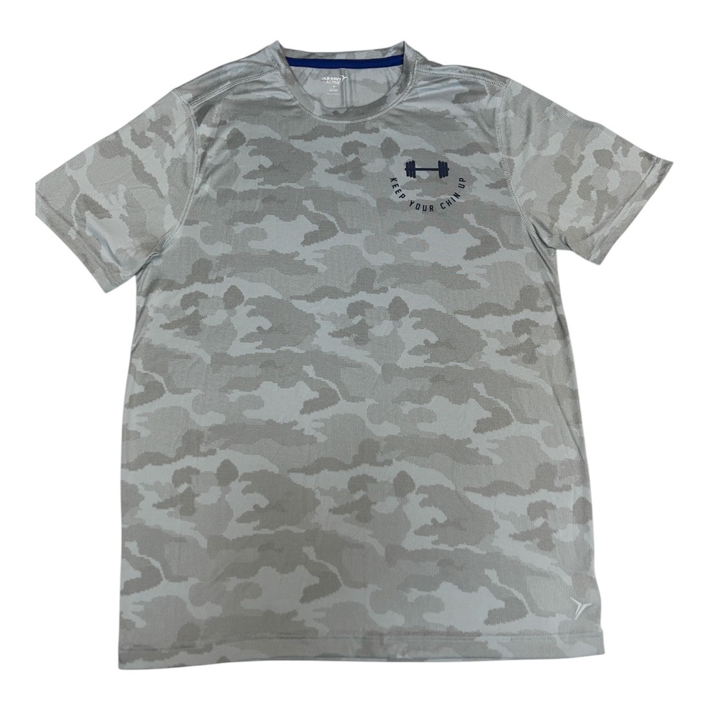 Old Navy Men's Active Go-Dry‎ Shirt Medium Camo Gray Athletic Gym Workout Tee